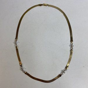 Gold Tone Serpentine Chain Necklace Silver Tone Metal Bead Accents 22 in